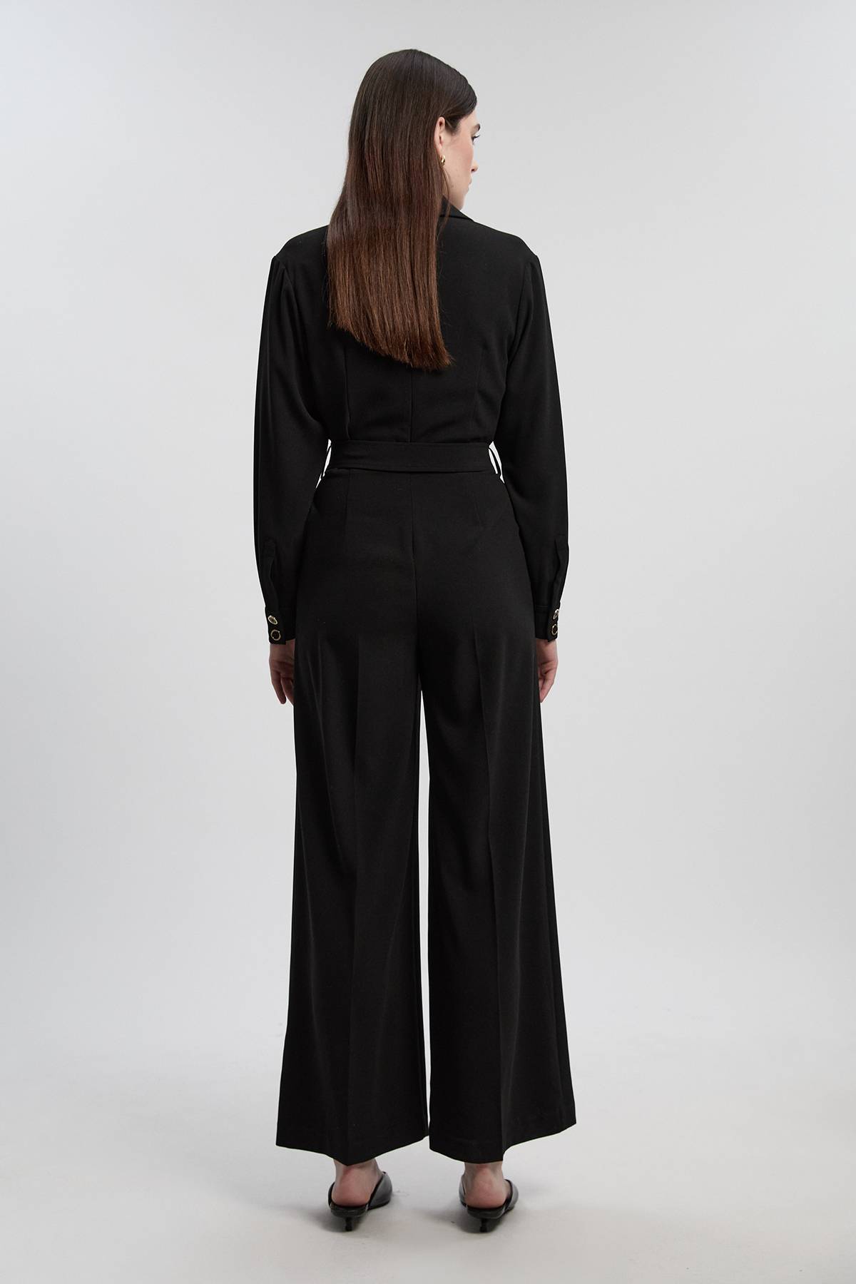 KarenMillen Combinaison Petite en Crêpe Ajustée à Jambes Larges avec Ceinture