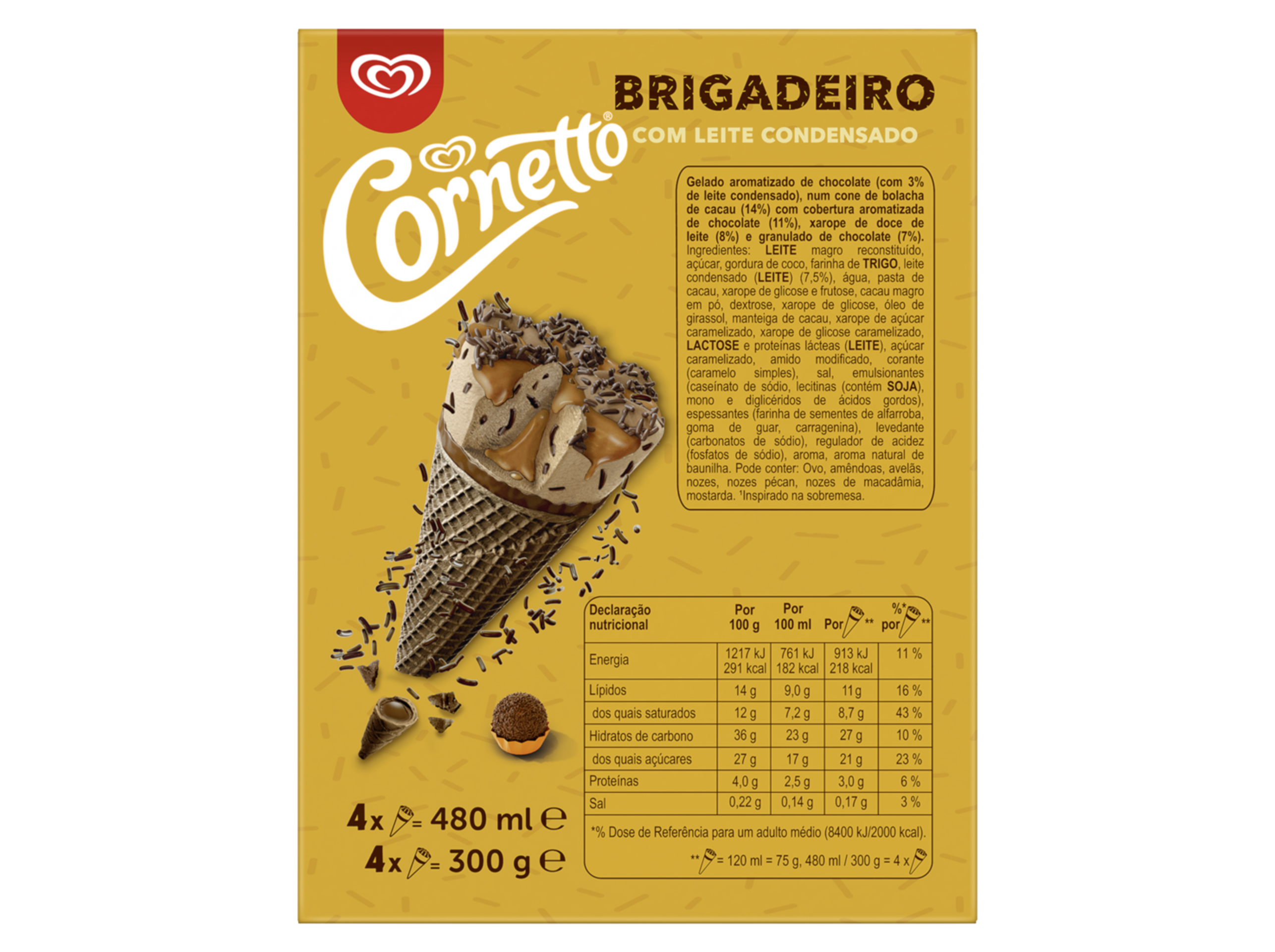 GELADO CORNETTO BRIGADEIRO 4X120ML