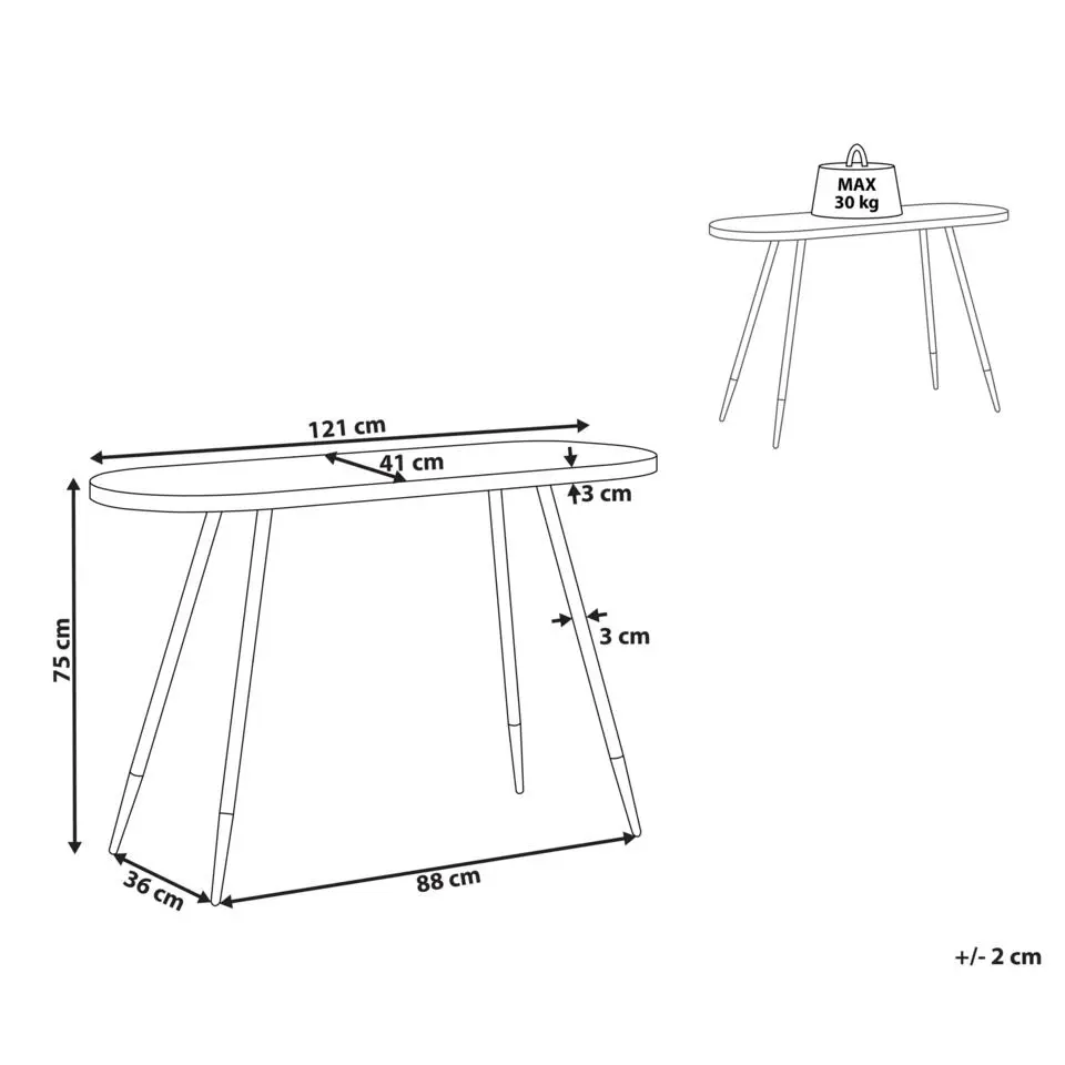 RAMONA - Sidetable - Donkerbruin/Goud - Hout