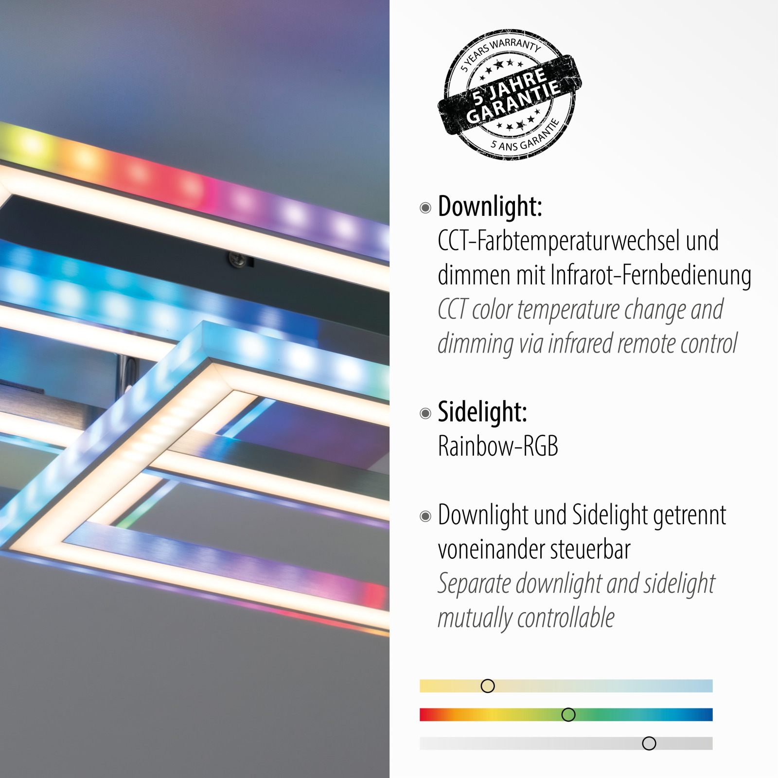 LED-Deckenleuchte - Stahl - dimmbar - 2 drehbare Rahmen