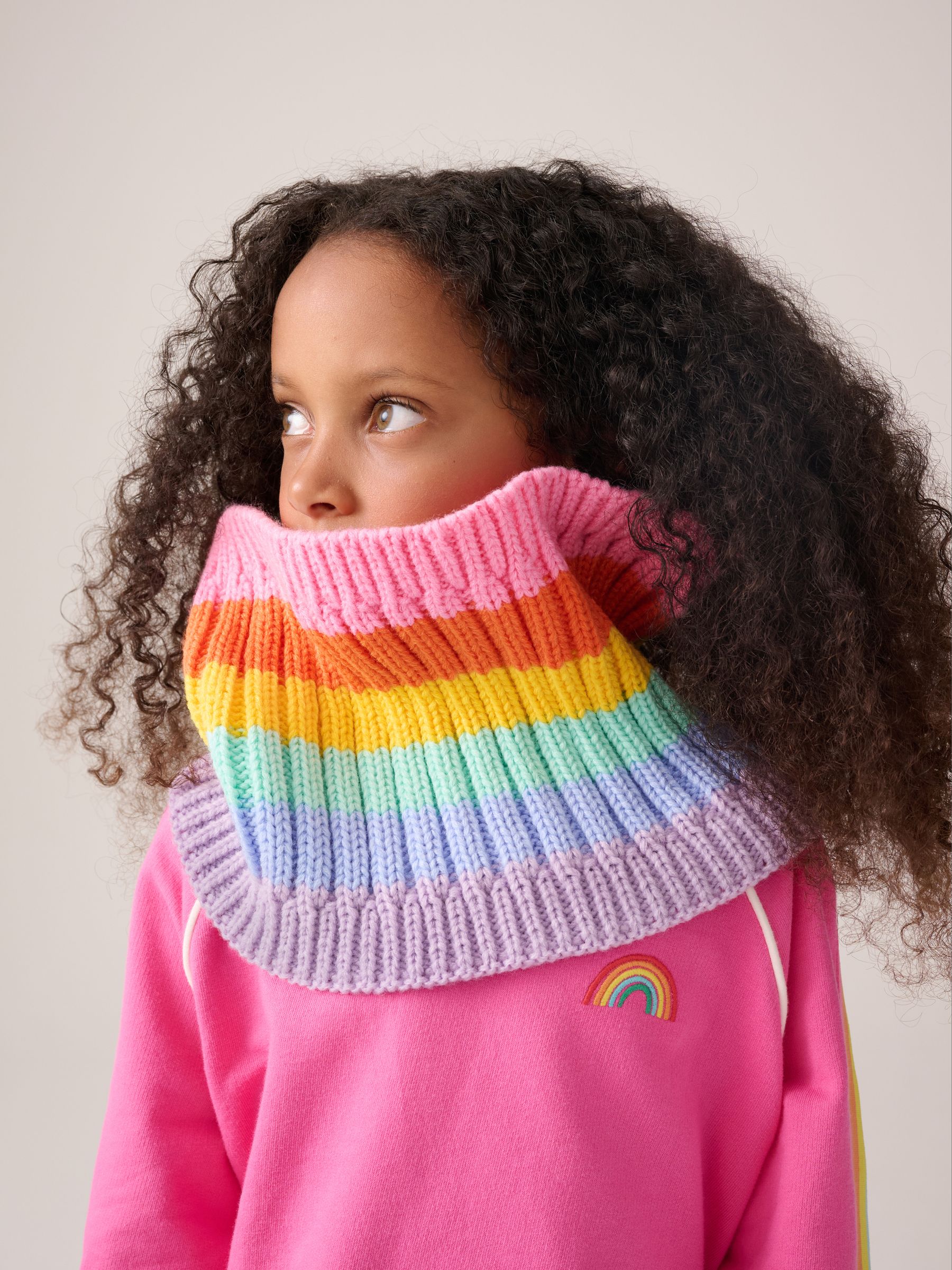 Pastelgetinte regenboogstrepen - Little Bird by Jools Oliver Knitted Snood