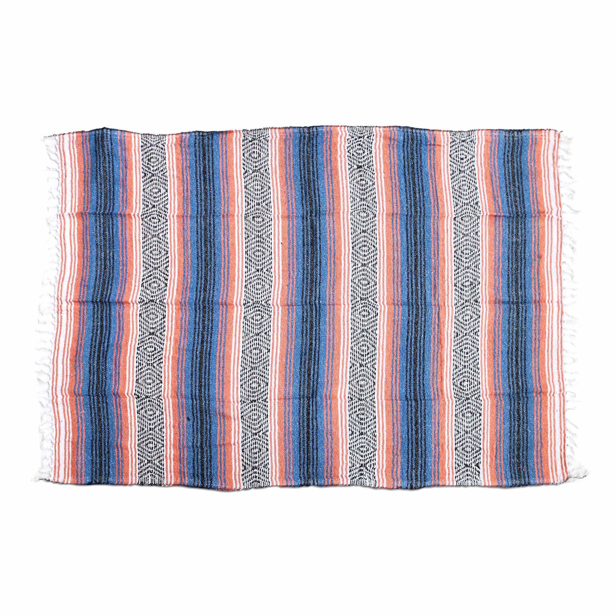 Decke gestreift orange/blau, B 175-200 cm, L 140 cm von fischer's lagerhaus