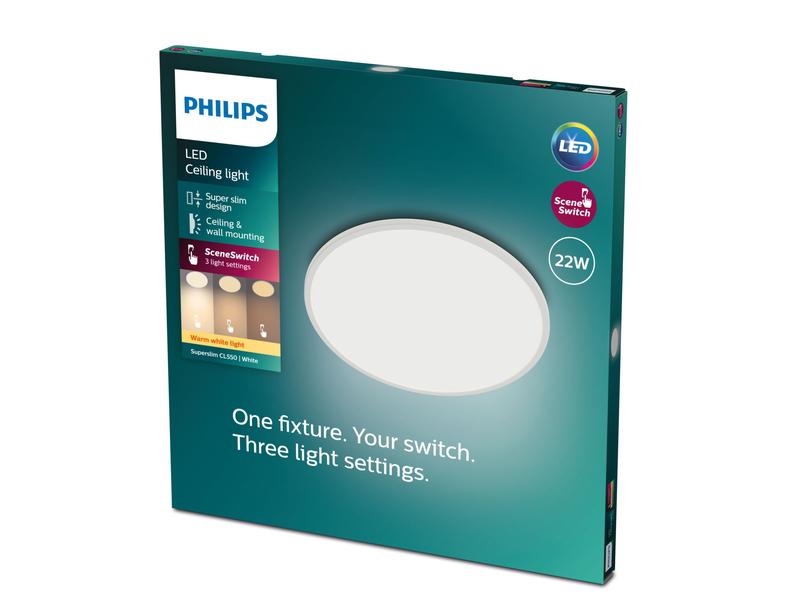 Philips Deckenleuchte LED SceneSwitch CL550 2000 lm 2700K, 3-in-1 LED Leuchte zur Deckenmontage