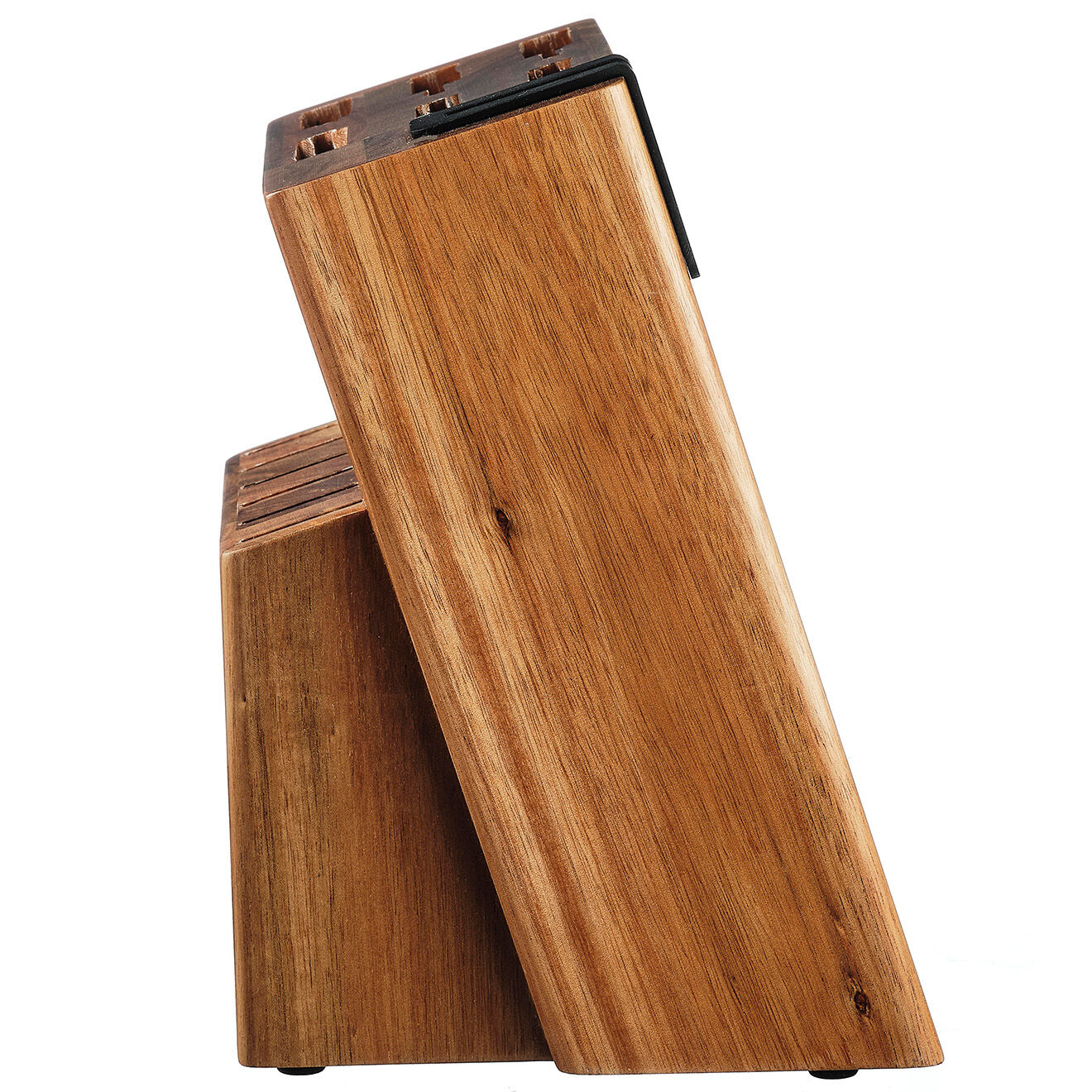 Bjorn Bloc à couteaux avec aiguiseur intégré Loviisa bois vernis - 13x15x23 cm