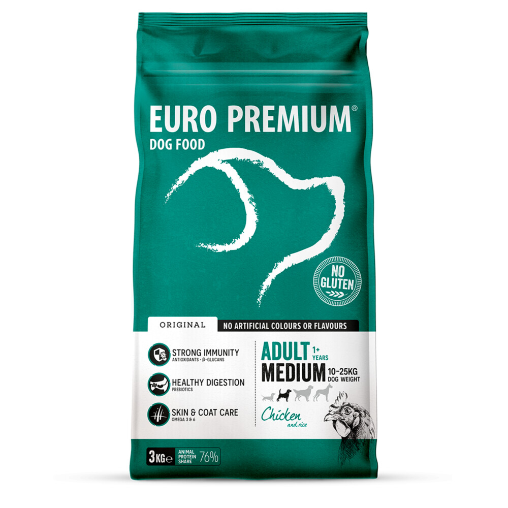 Euro-Premium Adult Medium Kip - Rijst3 kg