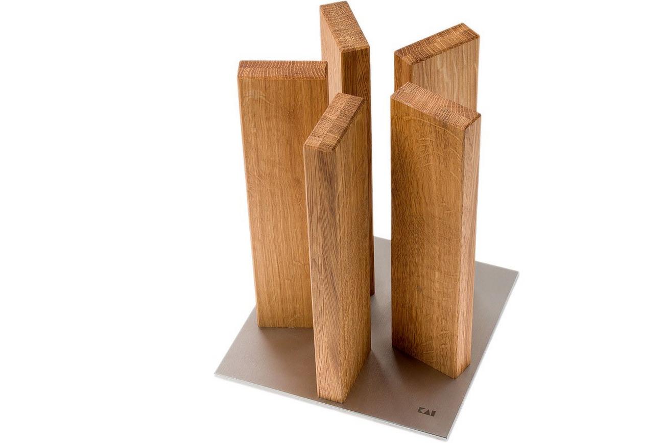 Kai Stonehenge magnetisch messenblok, edelstaal/eikenhout, STH-3