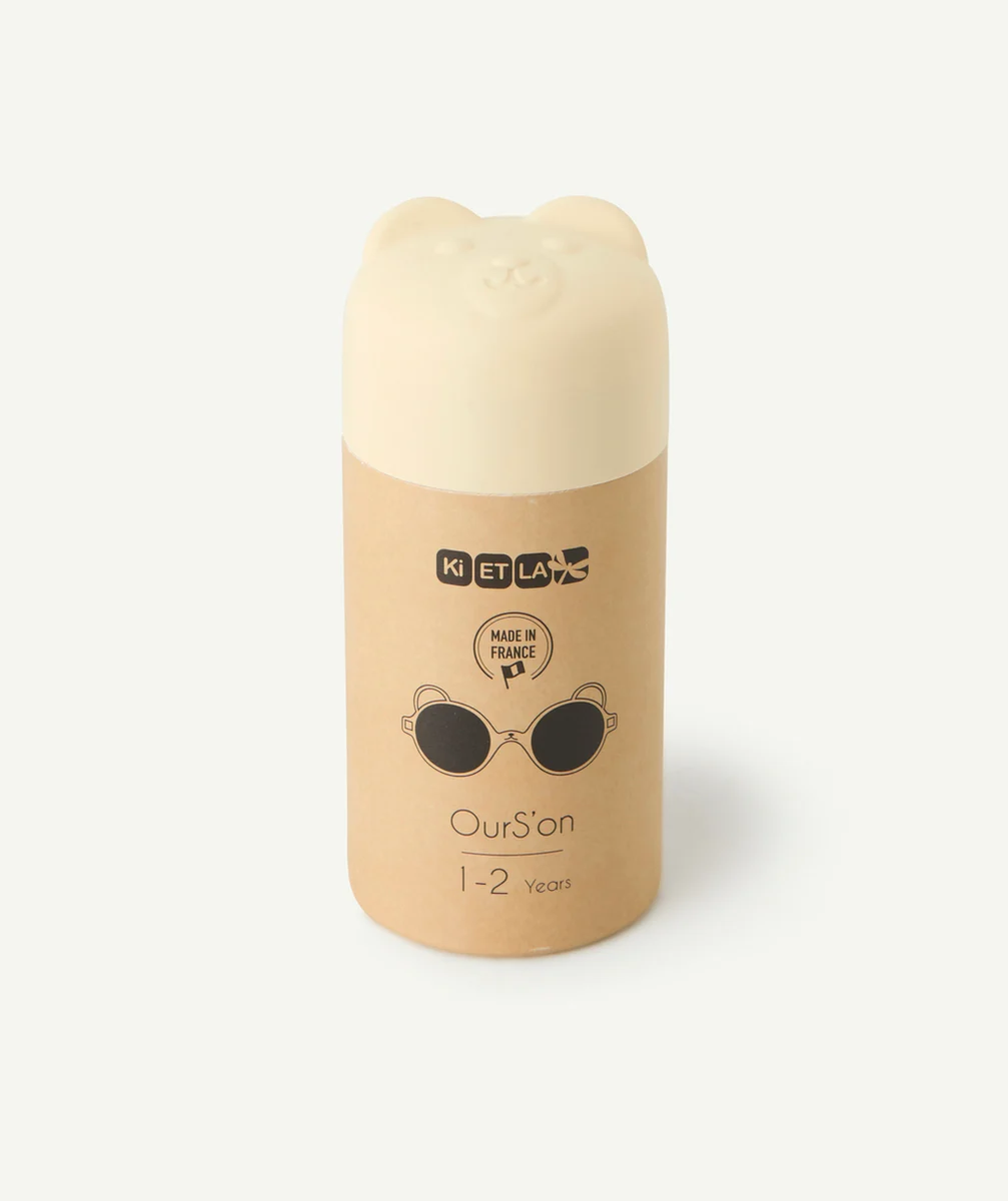 KIETLAlunettes de soleil bébé garçon forme ourson couleur crème