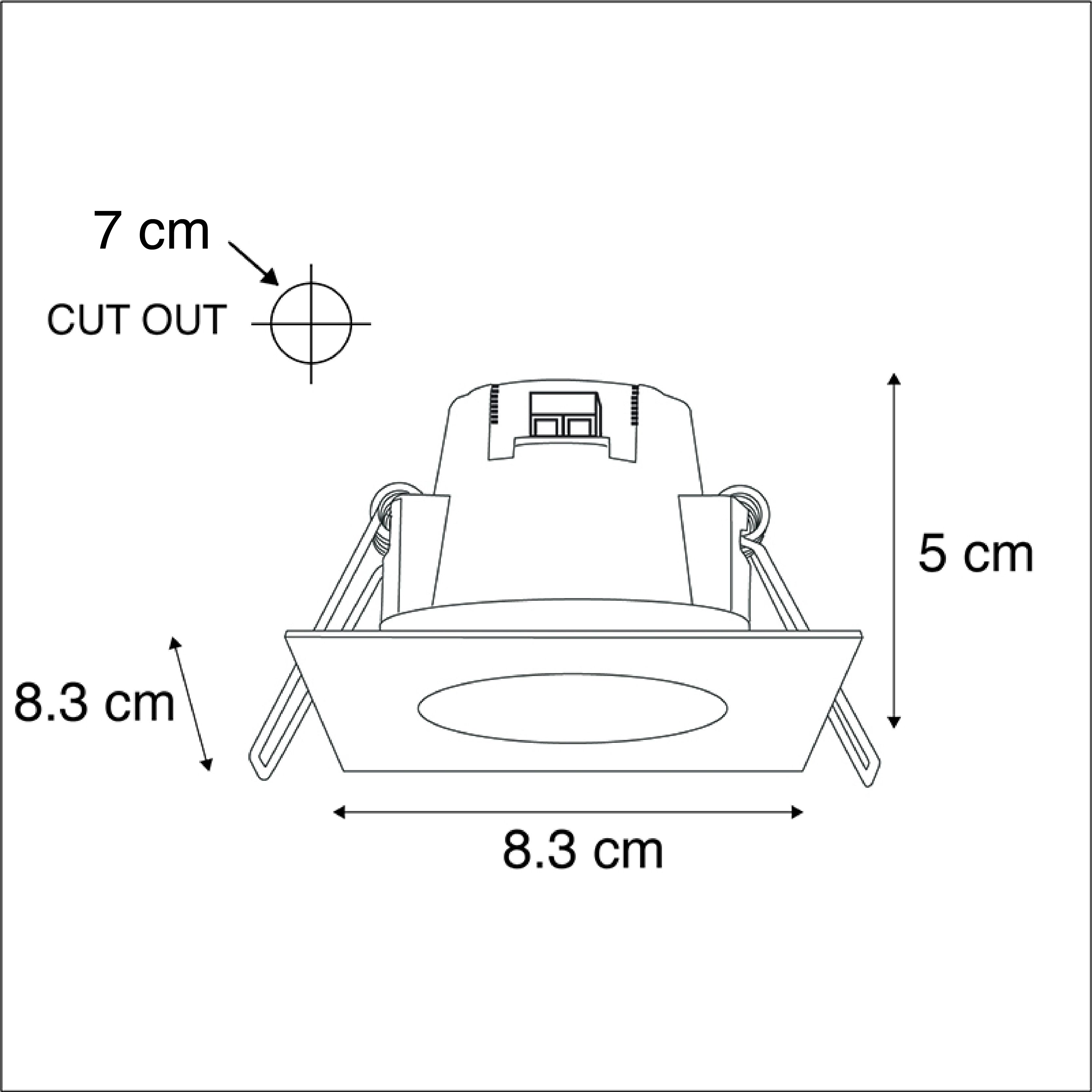 Set van 3 inbouwspots vierkant staal incl. LED IP65 - Simply