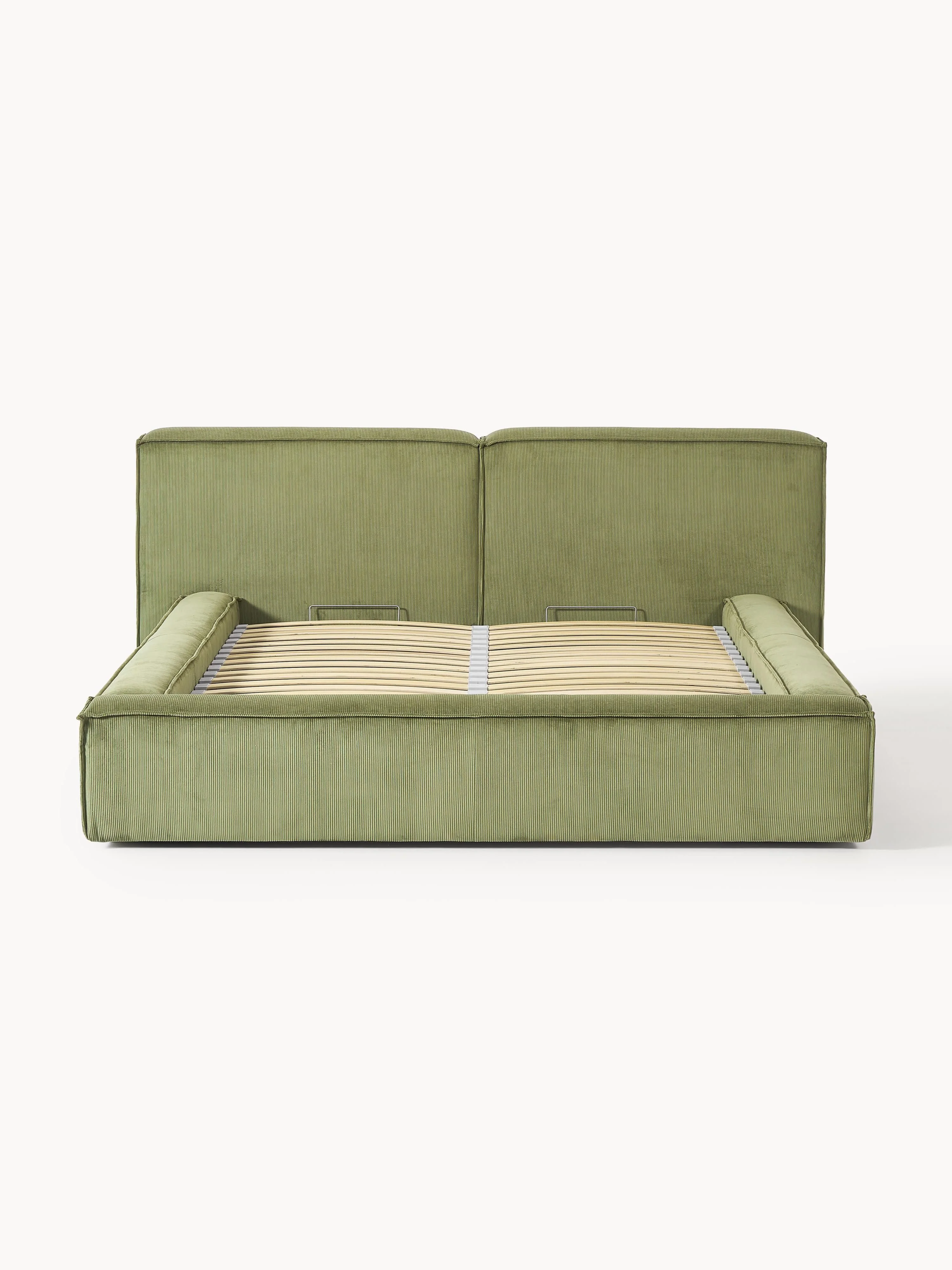 Gestoffeerd bed Lennon van corduroy met opbergruimte