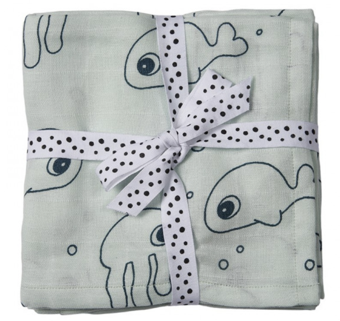 LOT DE 2 LANGES SEA FRIENDS BLEU