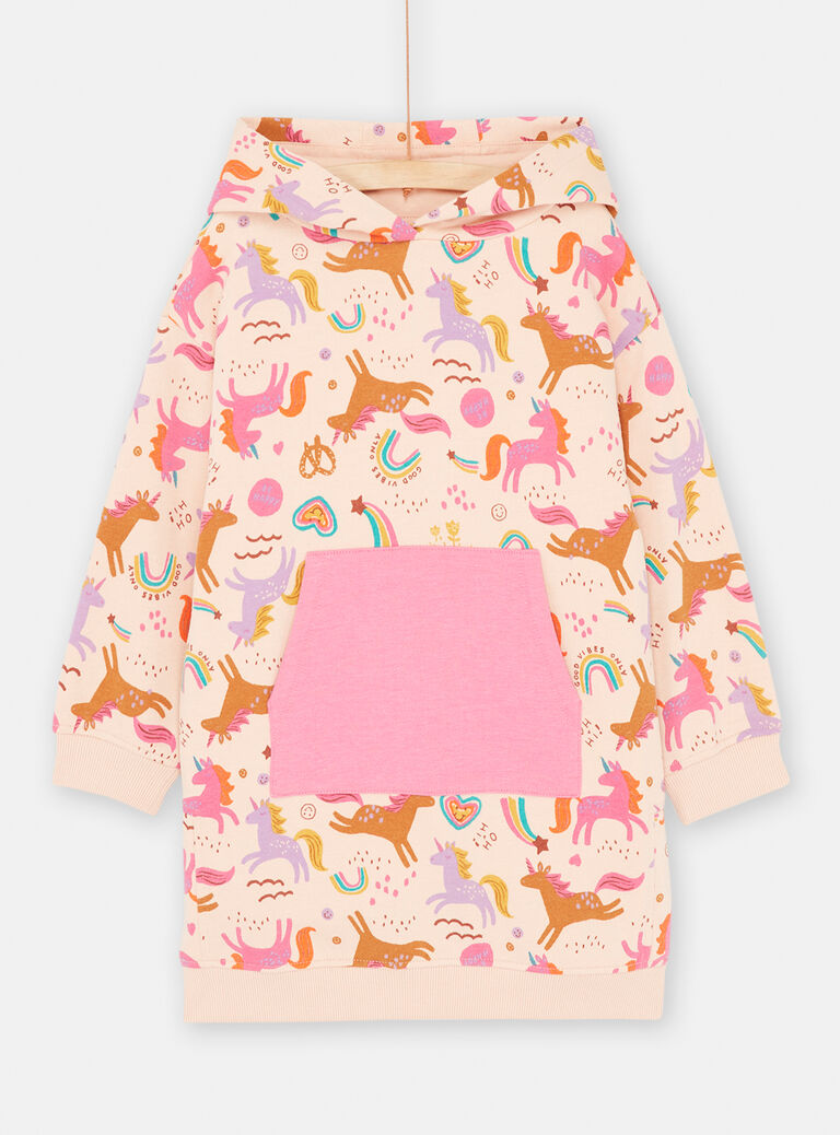 Robe sweat imprimée licorne pour fille