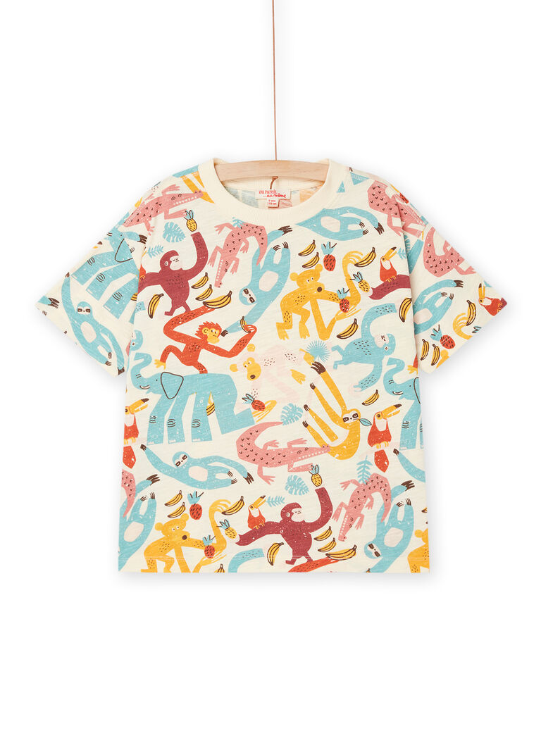 T-shirt blanc crème à imprimé animaux sauvages