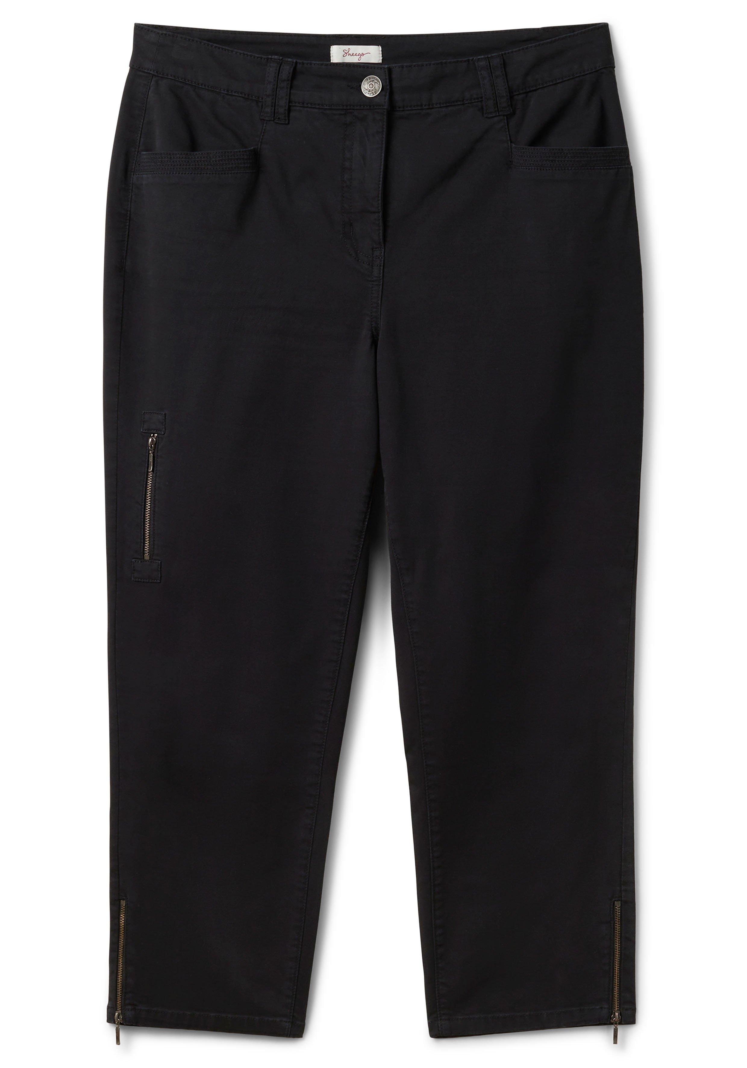 Schmale Twill-Hose in 7/8-Länge, mit Zipper-Details