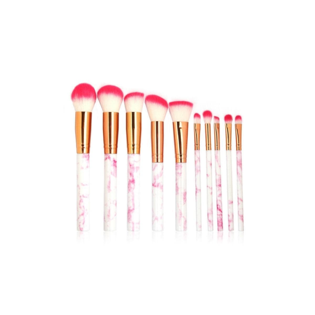 Profesjonelle skånsomme sminkekoster 10-Pack, Marmor Fuchsia