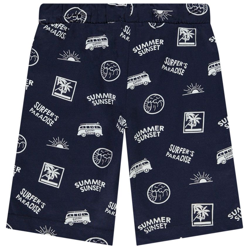 Pyjama 2 pièces en jersey imprimé fantaisie pour garçon - Bleu marine