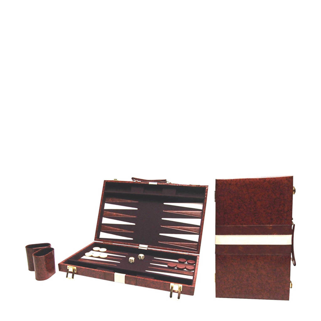 Backgammon 46x28cm populair Buffalo backgammon Piping bruin 38x24 cm