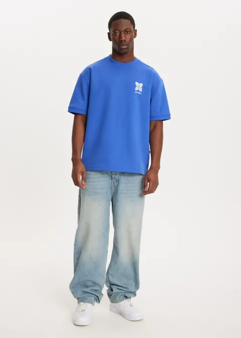 T-shirt met print society blauw (BLW.K)