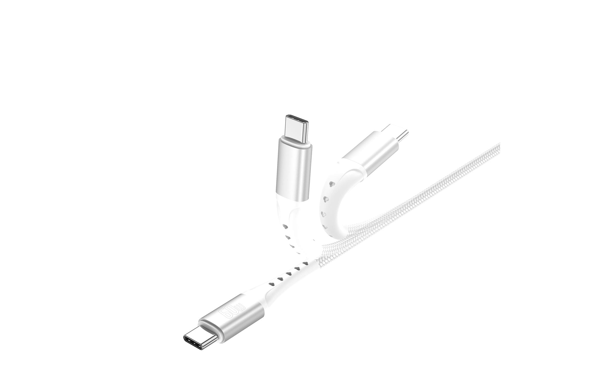 USB 2.0-Kabel Data and charging cable USB C - USB C 1.5 mUSB-C auf USB-C Kabel PrimeCord 60W 1.5m Weiss