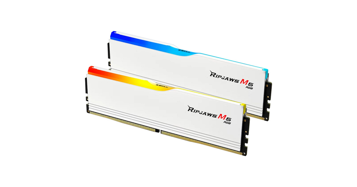 G.Skill32 GB DDR5-6800 (2x 16 GB) Kit werkgeheugen  (Wit, F5-6800J3445G16GX2-RM5RW, Ripjaws M5 RGB, XMP)