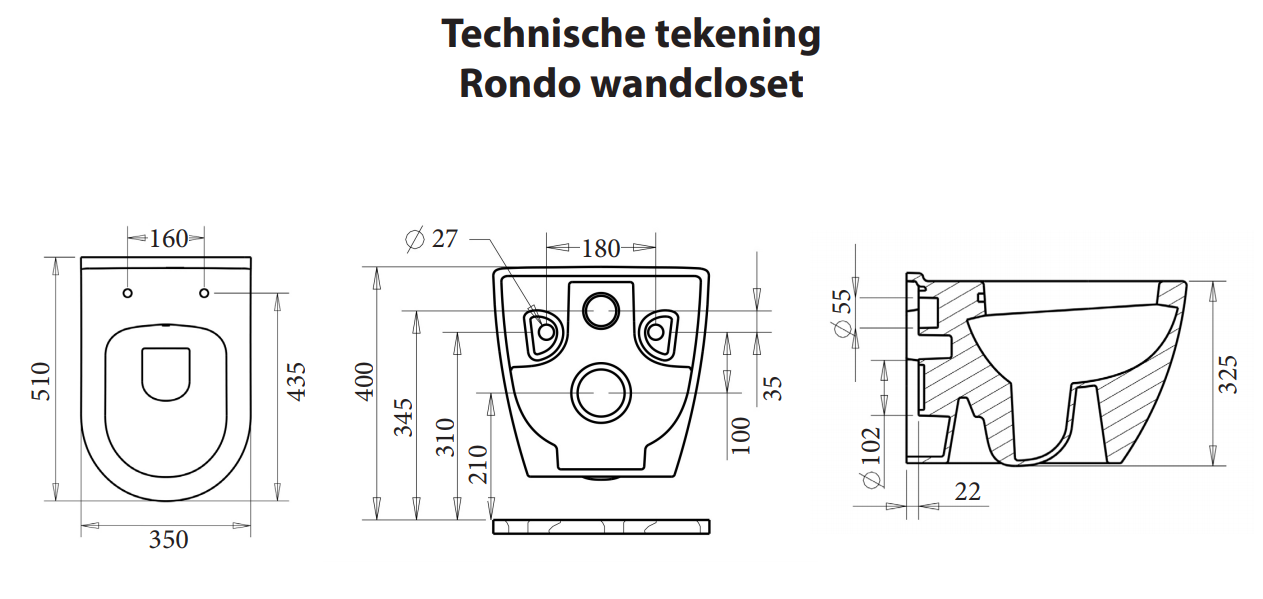 Sanicare Rondo randloos compact wandcloset met bidetsproeier
