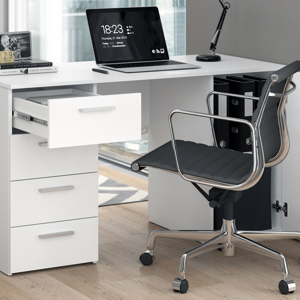 Vicco Schreibtisch Computertisch Bürotisch Nico weiß Schubladen Ablagen PC-Tisch