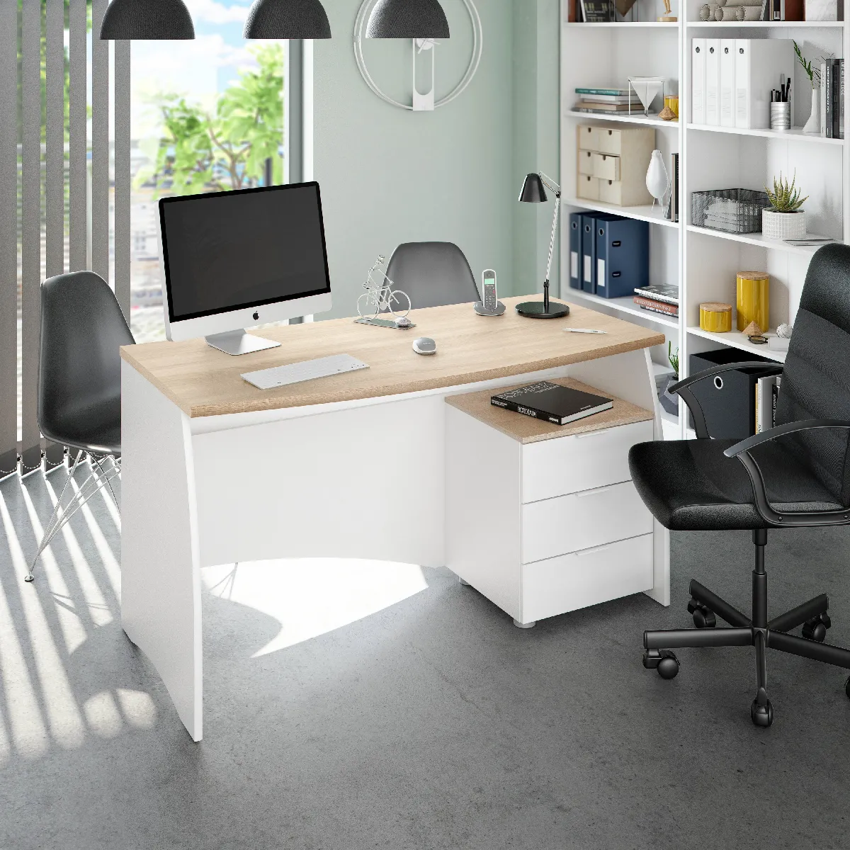 Alter Bureau Blanc et Chêne 136 cm