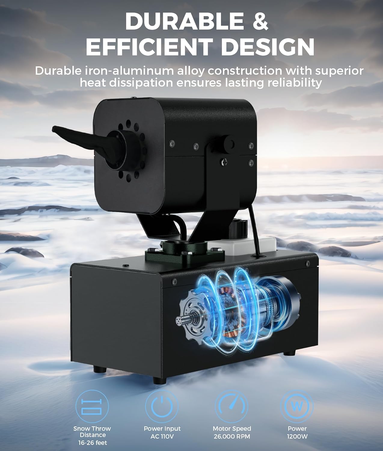 1200-W-Schneemaschine mit automatischer 90°-Oszillation, einstellbarer Schneemenge und Flockengröße, Schneefallmaschine für den Außenbereich für Weihnachten, Hochzeiten, Partys und Bühnen