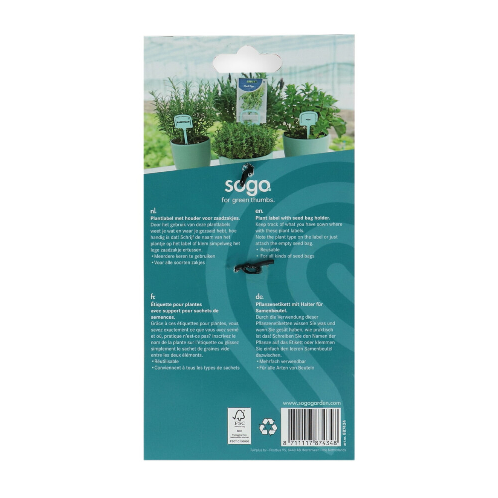 SOGO Labels en Zaadzakjehouder 10 stuks