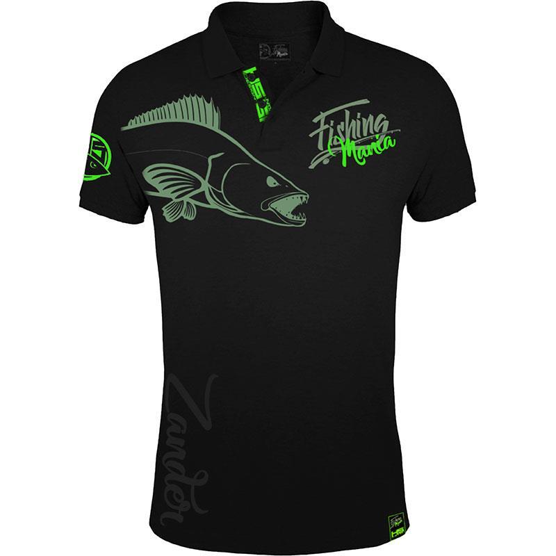 Polo Homme Hot Spot Design Fishing Mania Zander - Noir