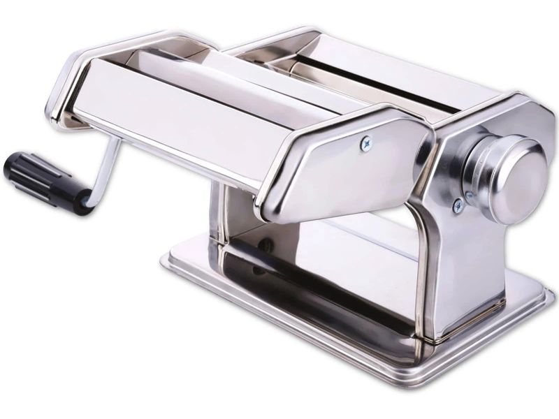 alpina Pastamaschine Silber Manuelle Nudelmaschine aus Edelstahl mit Tischklemme für Spaghetti, Ravioli und Lasagne