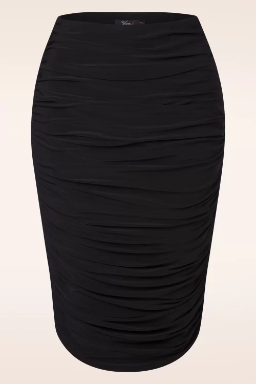 Vintage Diva  Norma pencil rok in zwart