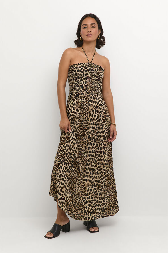 Kaffe KAamber Maxi Smock Dress Classic leopard