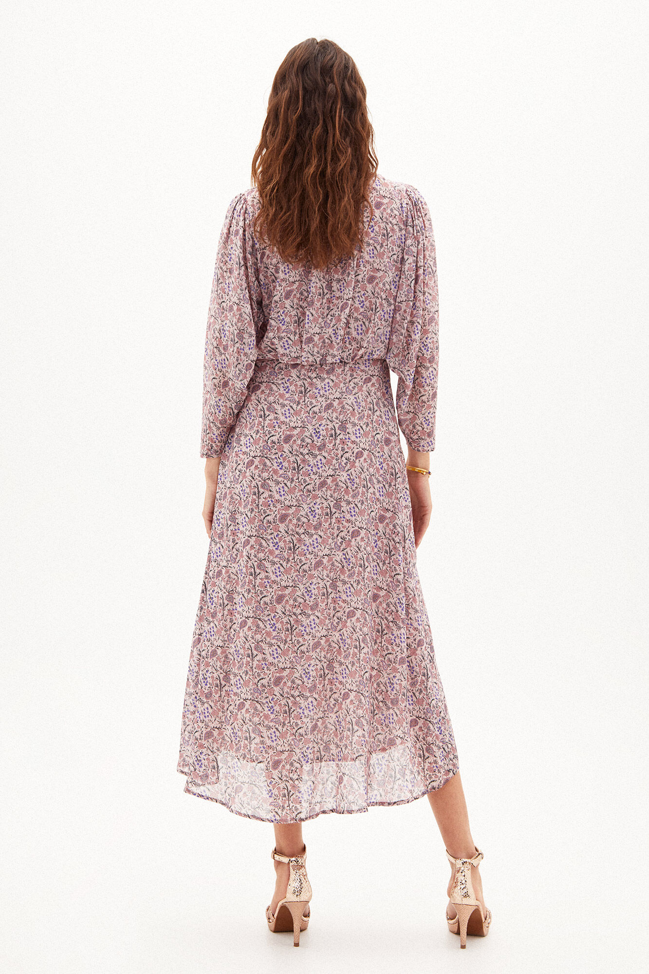 Vestido midi Aspen Jacquard - Rosa