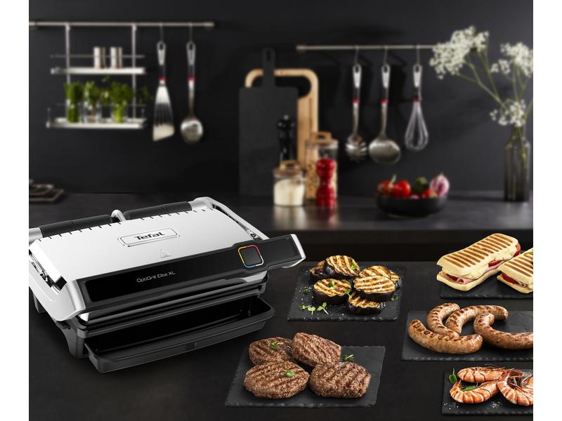 Tefal Kontaktgrill Optigrill Elite XL GC760D12 2200 W Kontaktgrill mit 16 Automatikprogrammen