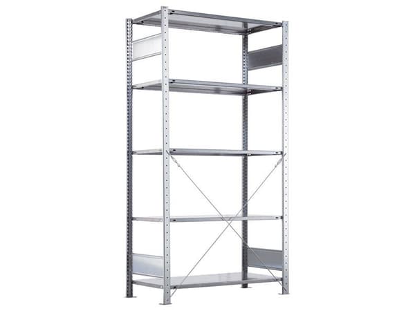Startsektion Boltless lagerreol, rygkryds 3000x750x300 250 kg/hylde