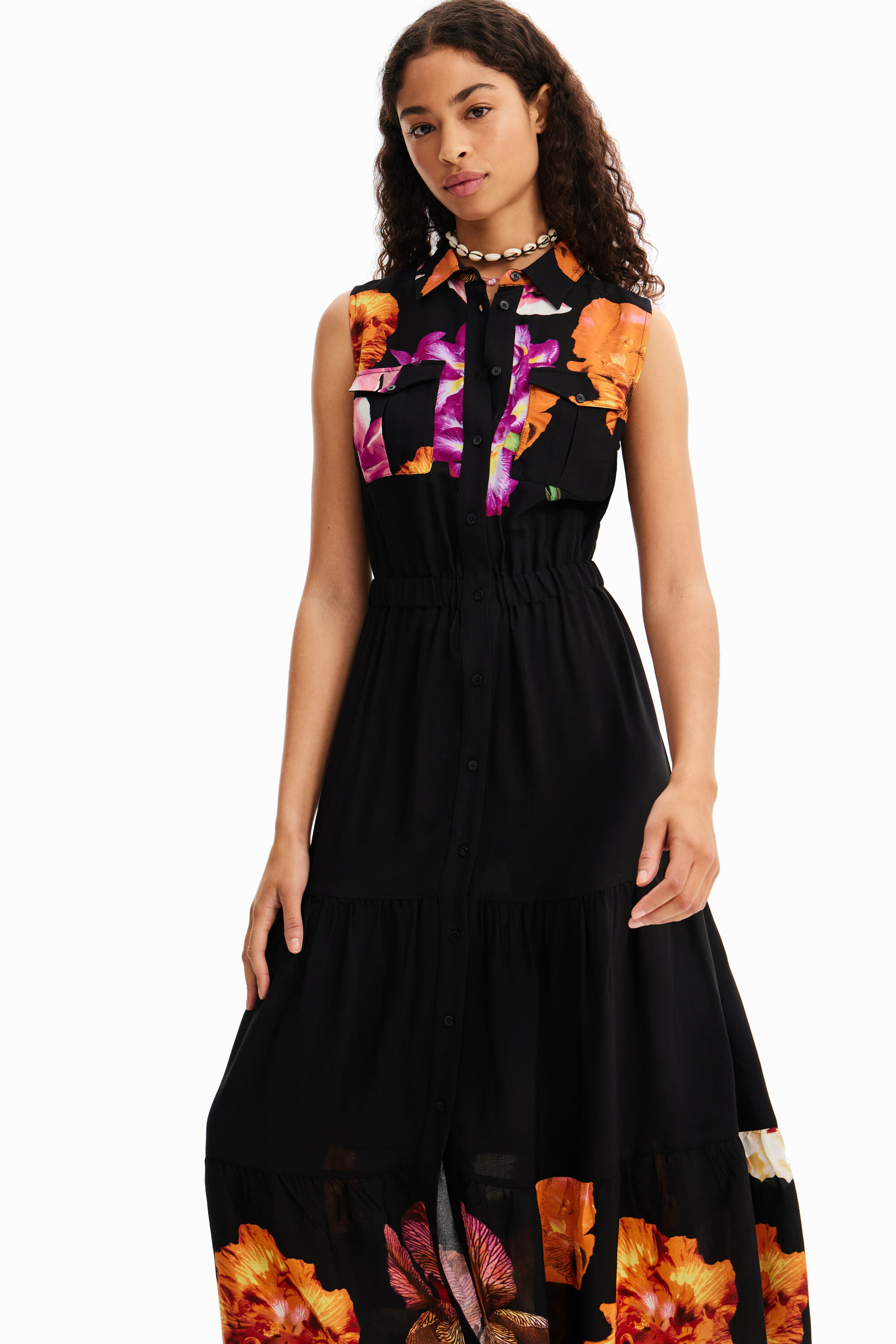 Robe chemise longue fleurs M. Christian Lacroix
