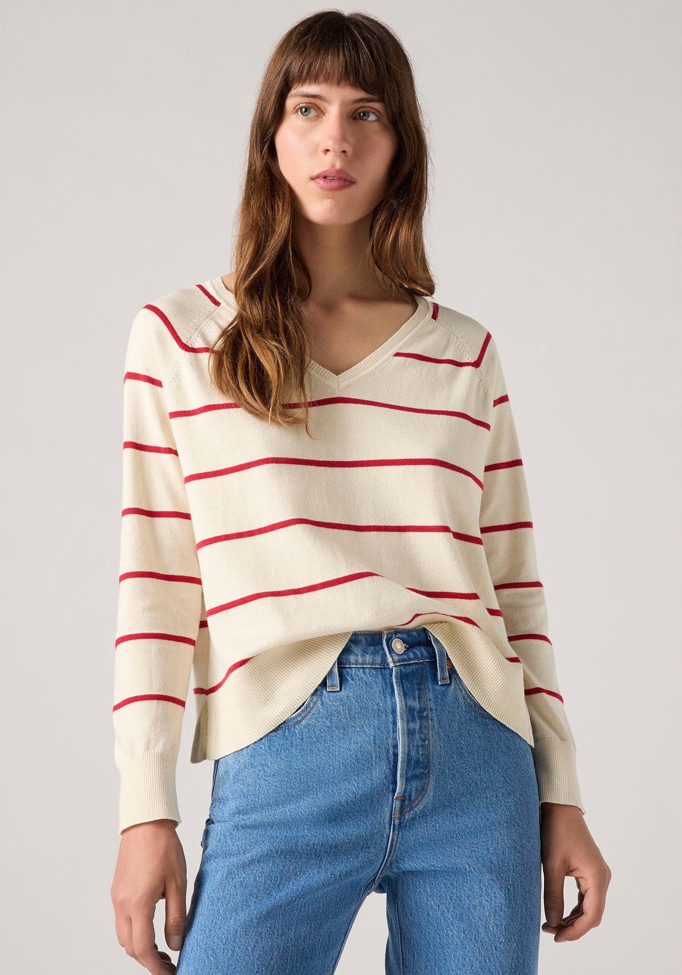 Levi's® Longpullover »PETAL VNECK SWEATER« mit Rippbündchen