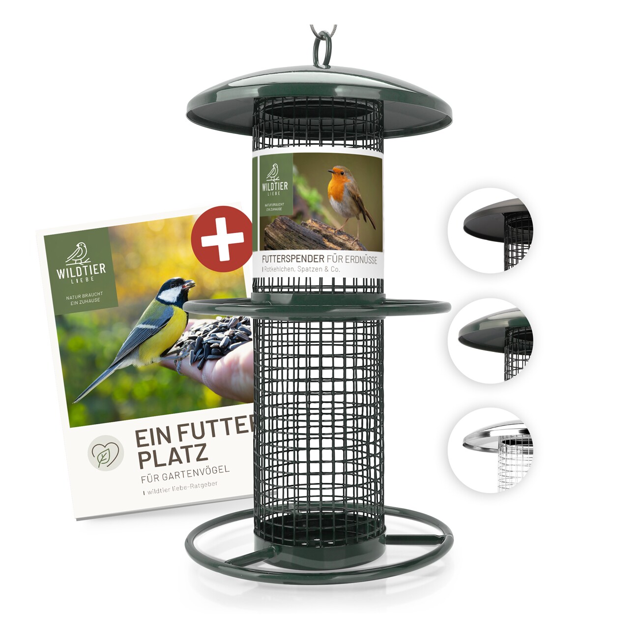 wildtier liebe Futterspender für Erdnüsse 26cm, Grün