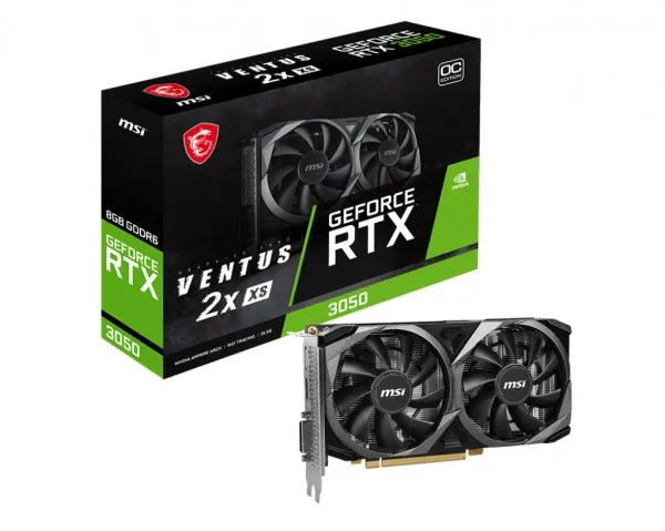 MSI GeForce RTX 3050 VENTUS 2X XS 8GB OC - Grafikkort - GF RTX 3050 - 8 GB GDDR6 - PCIe 4.0 x8 - DVI, HDMI, DisplayPort