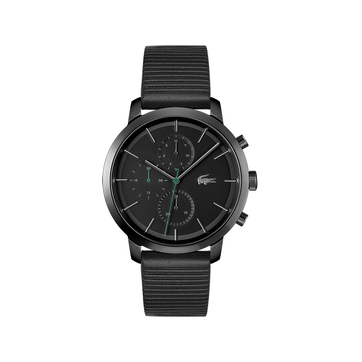 Montre Lacoste homme acier noir bracelet cuir noir