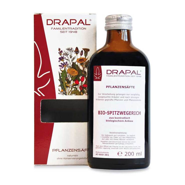Spitzwegerichblätter Bio Pflanzensaft Drapal, 200 ml