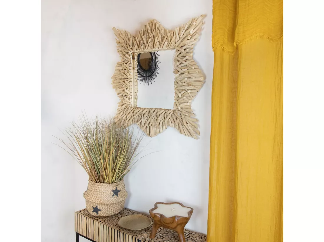 Now's Home - Miroir En Branches De Teck 80x80cm Koh Lanta