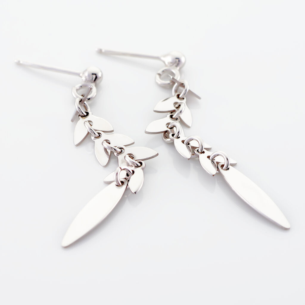 Boucles D'oreilles Pendantes Auxanne Argent Blanc