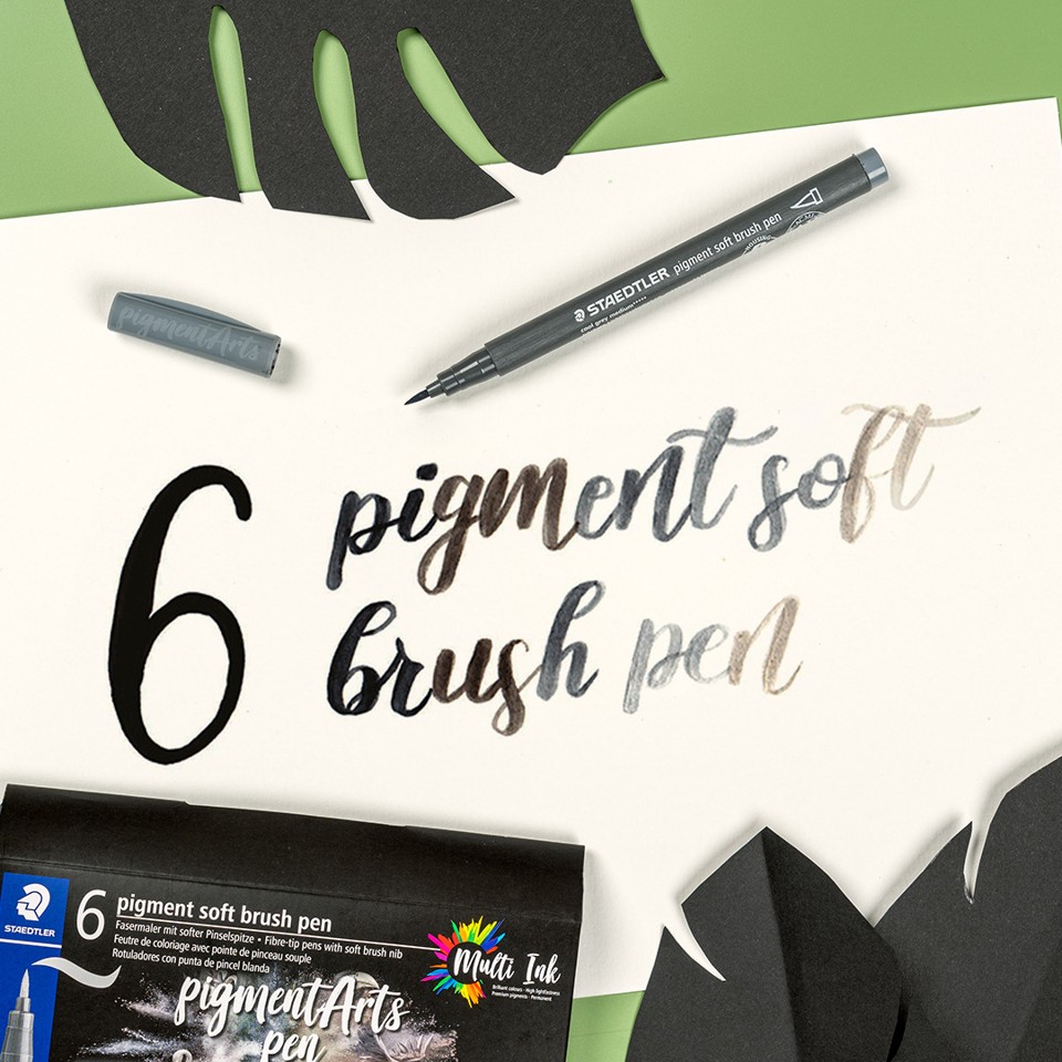 Staedtler - Brush Pen Soft pigment, Grå 6 Stk