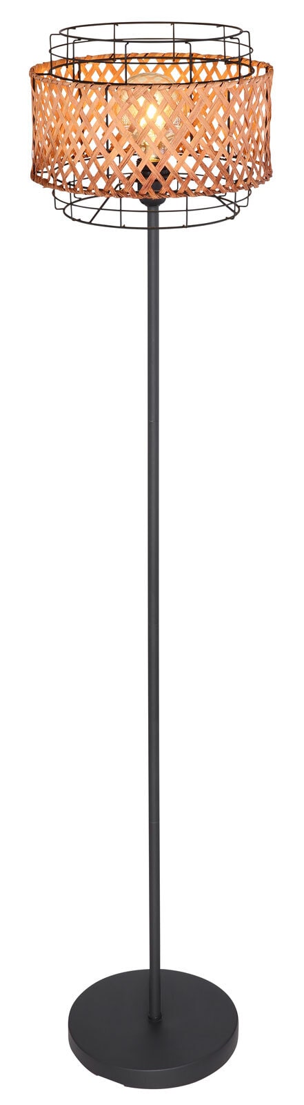 GINA Stehlampe braun, schwarz 15668S, D/H: 30 x 151 cm, Metall, Holz