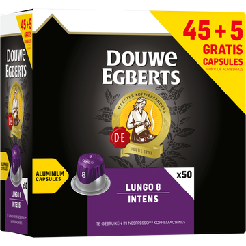 Douwe Egberts Lungo 8 Intens Gemalen Koffie 45 + 5 Gratis Capsules 260 g