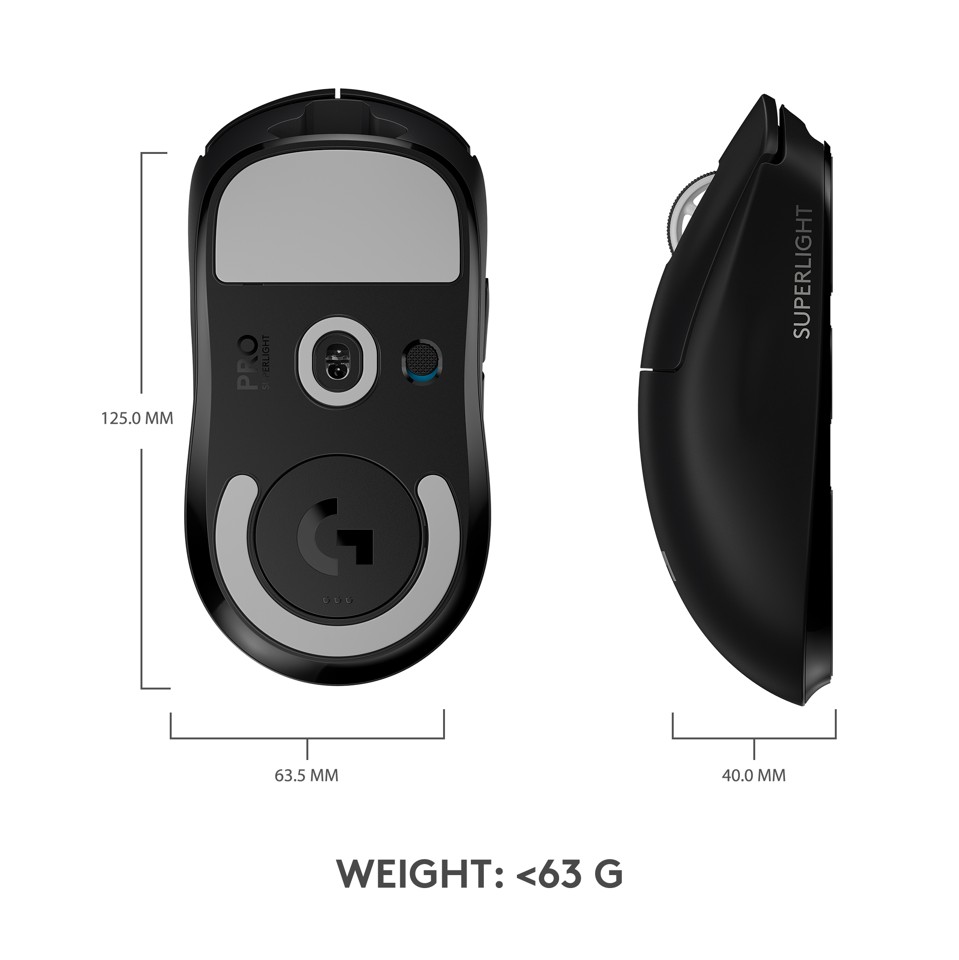 Logitech - PRO X SUPERLIGHT Trådløs Gaming Mus - Sort