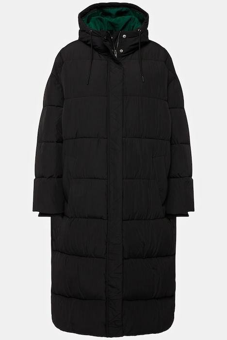 Steppmantel, oversized, Kapuze, Langarm, Color-Futter, Unisex