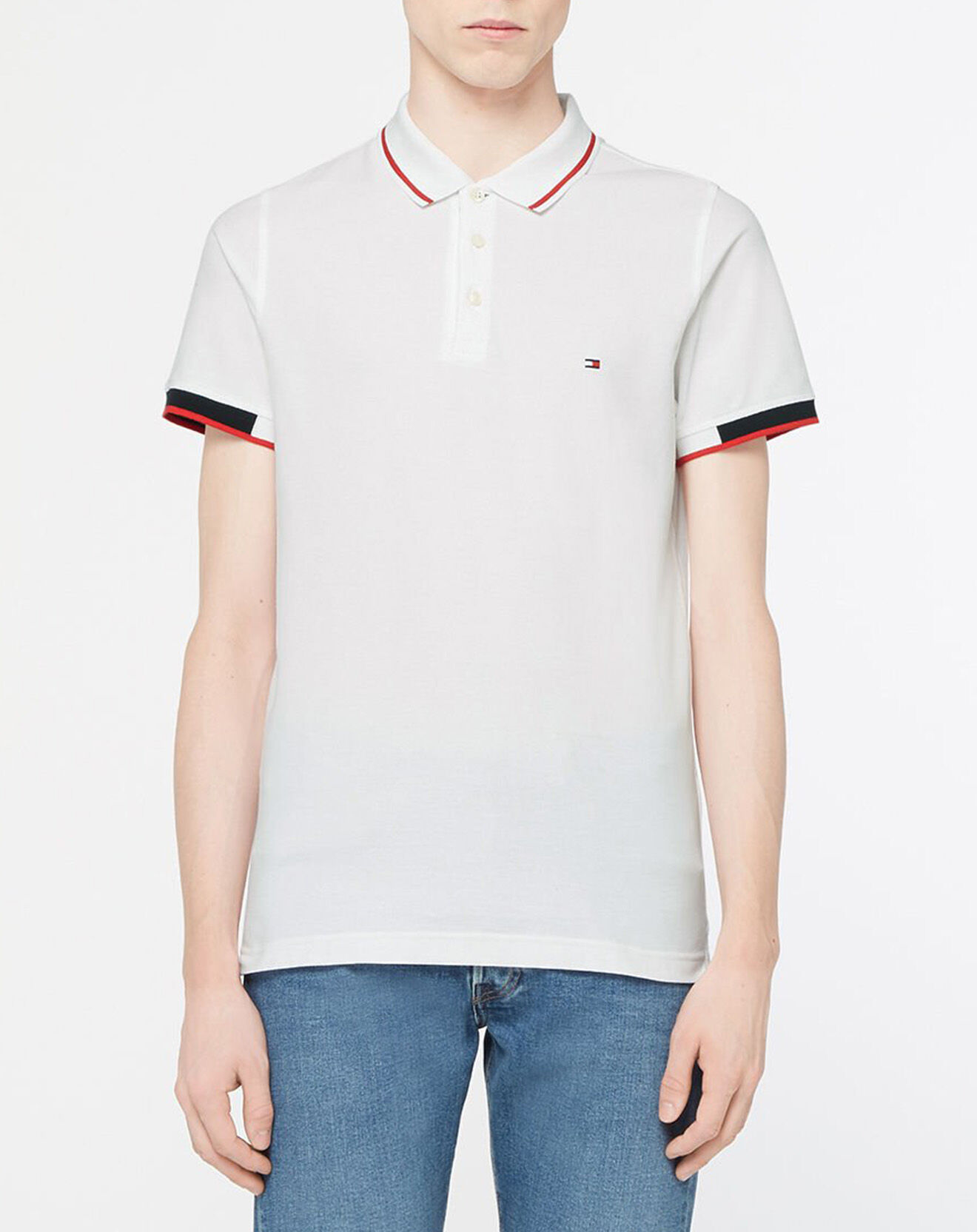 Tommy Hilfiger Polo Slim Rwb Placket Detail blanc