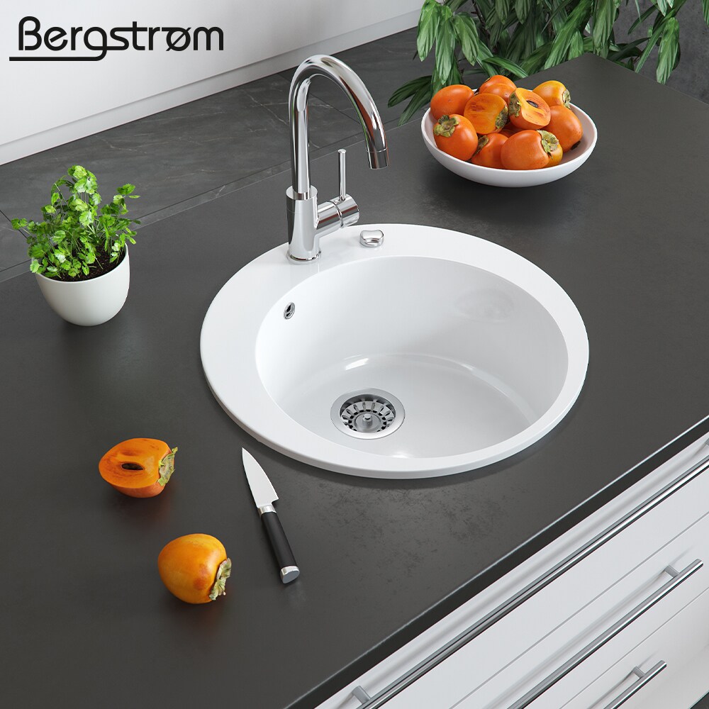 BERGSTRÖM Keramik Spüle VALENCIA Beschichtet Küche Einbauspüle Spülbecken Weiß